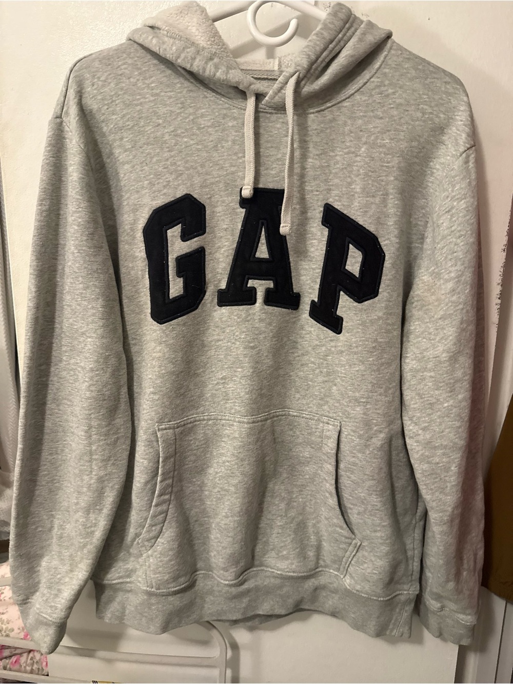 GAP Gray Hooded Sweatshirt with Navy logo